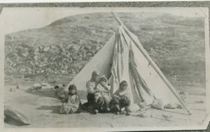 Image: Eskimos, mother, children & tent